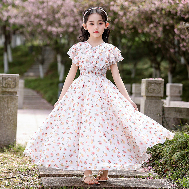 女童连衣裙夏季新款2026雪纺小清新公主裙儿童沙滩舒适长裙女宝裙