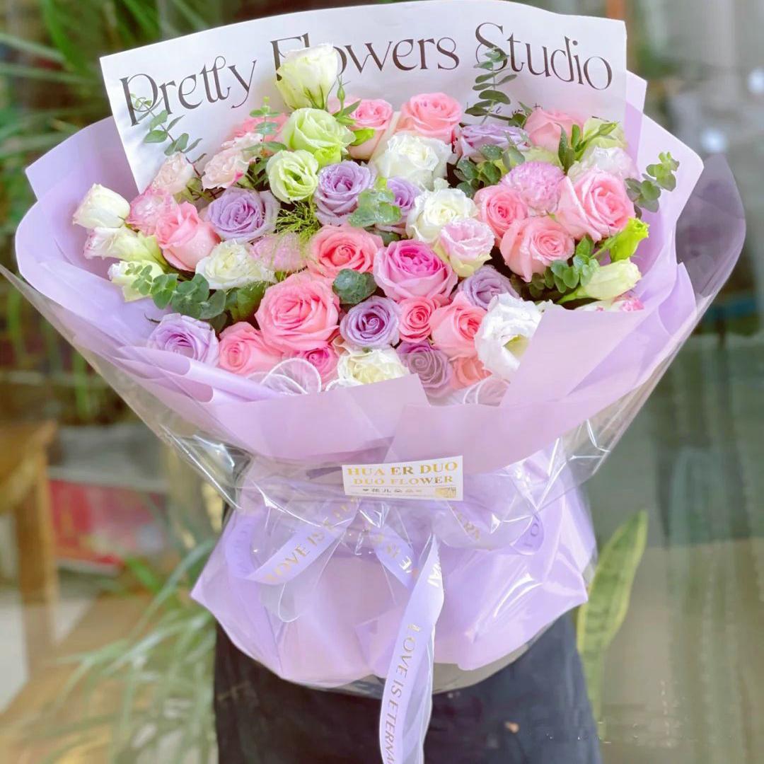 重庆韩式混合高端花束绣球玫瑰花鲜花速递同城配送女友重庆生日店