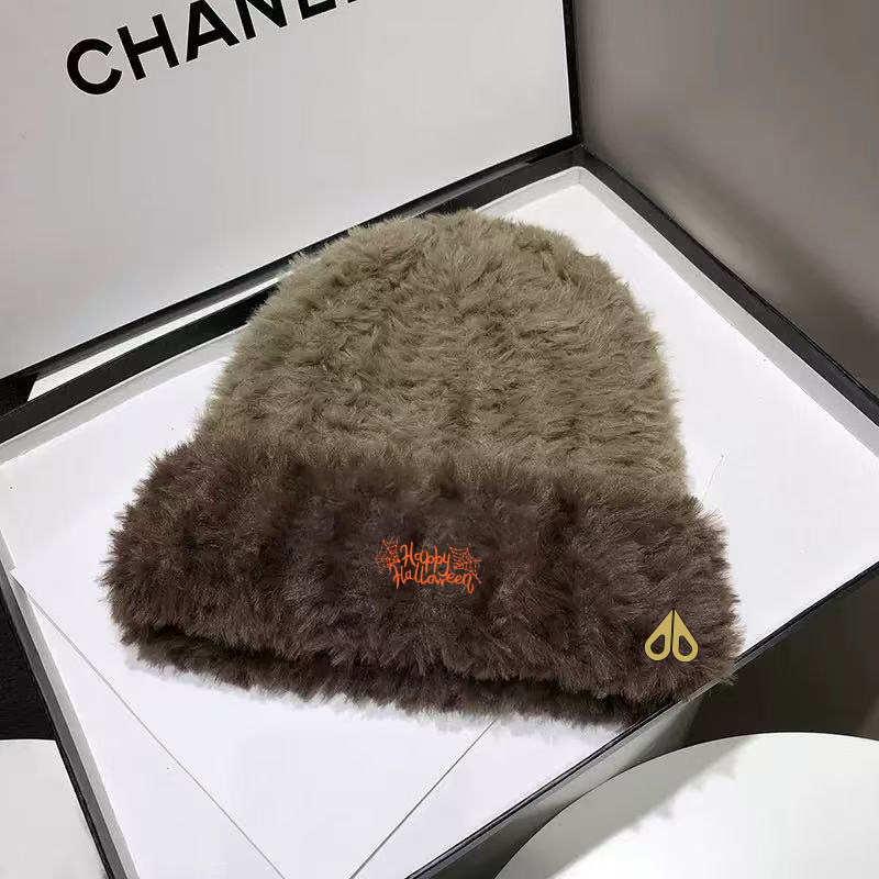 剪刀四季MOOSE毛绒拼接男女同款秋冬保暖防寒冷帽百搭针织护耳帽