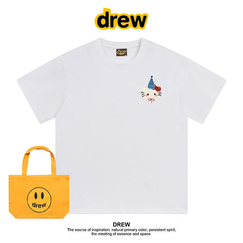 Drew美式潮牌HelloKitty卡通可爱印花休闲百搭短袖T恤情侣上衣ins