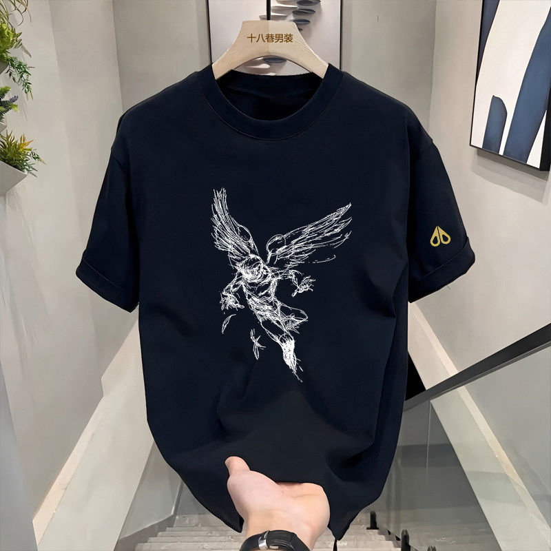 剪刀四季新款天使印花短袖T恤休闲宽松百搭潮牌休闲上衣男女同款