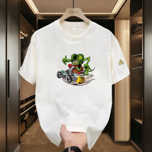 T恤男女同款 卡通印花短袖 宽松圆领休闲上衣 剪刀新款 Moose