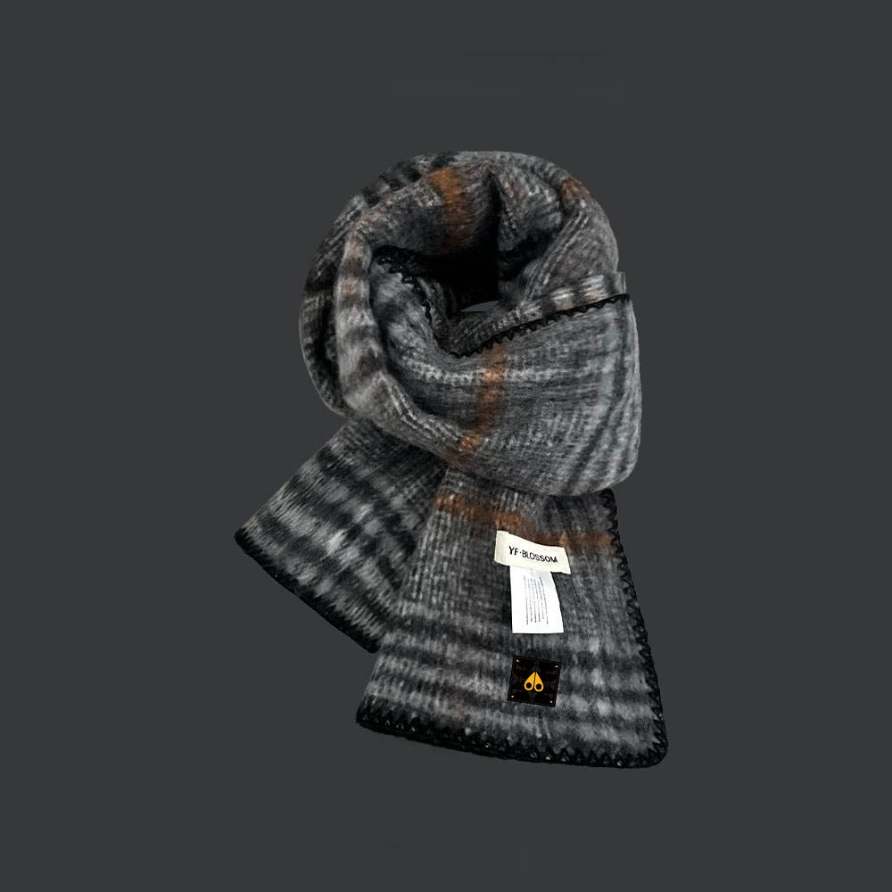 剪刀四季冬季加厚高级感复古绿色格子围巾韩版百搭男女同款时尚潮