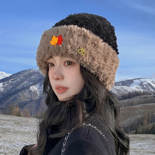 剪刀四季MOOSE毛绒帽子男女同款秋冬季加厚保暖显脸小护耳针织帽