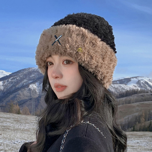 剪刀四季MOOSE毛绒帽子男女同款秋冬季时尚保暖防寒护耳帽显脸小