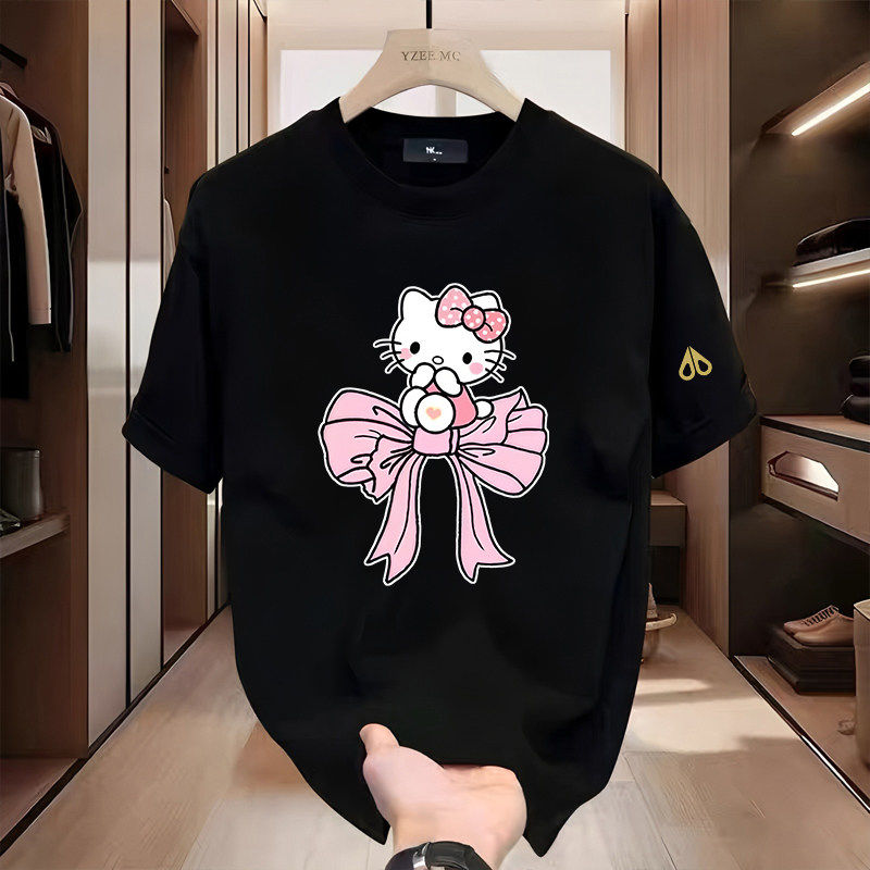 剪刀四季新款通印花短袖T恤男女同款宽松百搭圆领情侣上衣半袖潮