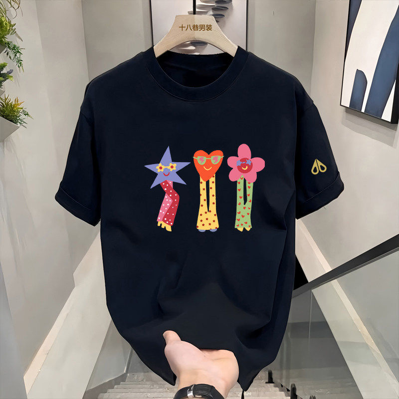 剪刀四季新款风卡通印花短袖T恤男女通用宽松情侣潮牌上衣半袖潮