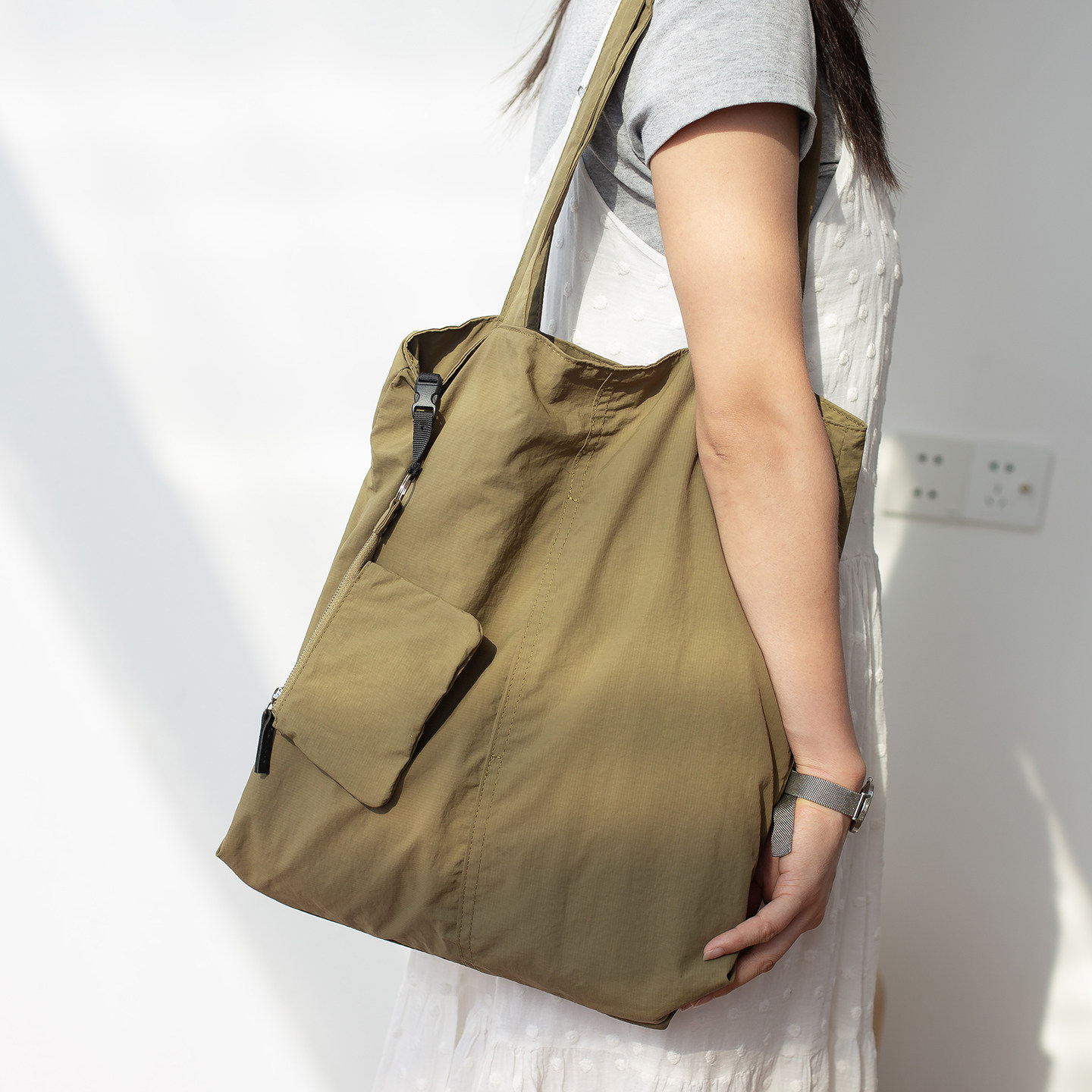 日系复古防水轻便购物袋尼龙布大容量女士单肩托特包旅行腋下包,箱包皮具/热销女包/男包,通用款女包,淘宝优惠券,粉丝福利购,淘宝优惠卷