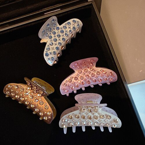 高级感闪钻醋酸抓夹女发饰时尚百搭后脑勺盘发鲨鱼夹小众镶钻发卡