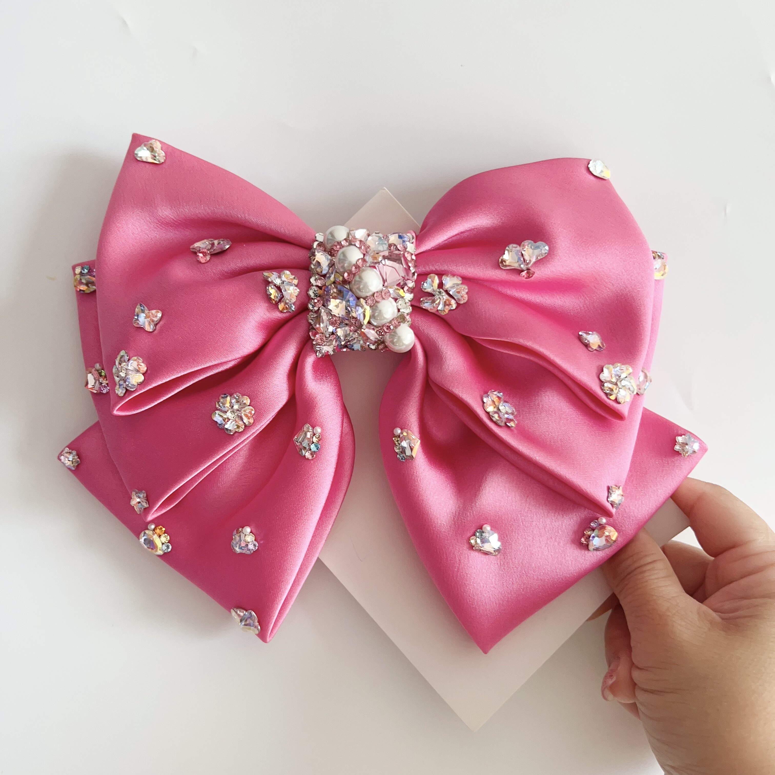 新款原创设计重工多层满钻高级感蝴蝶结甜美气质发饰公主弹簧夹