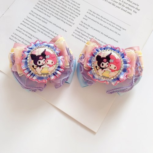 新款可爱手工制作卡通蝴蝶结公主儿童满钻甜美百搭对夹发饰