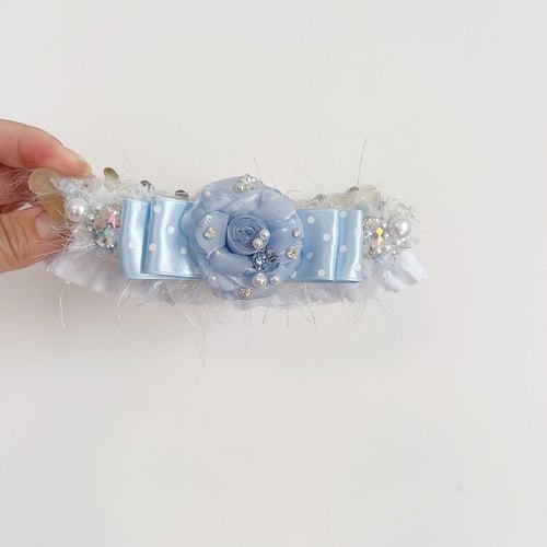 原创设计蓝色超可爱蕾丝花边蝴蝶结香蕉夹甜美少女心洛丽塔头饰