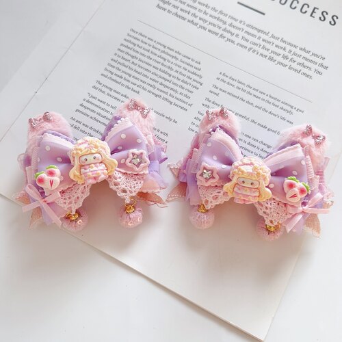 新款重工耳朵甜美可爱少女心蝴蝶结发夹边夹刘海夹儿童公主对夹