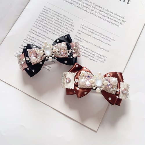 新款设计高级感气质百搭卡通水钻蝴蝶结弹簧夹公主儿童发饰