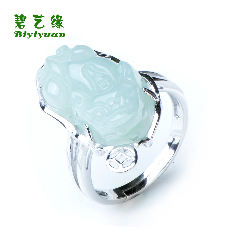 925银纯银翡翠貔貅戒指女玉戒女戒介子 珠宝玉石招财送女友送妈妈