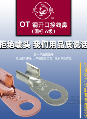凤凰OT铜开口鼻3A5A10A20A30A40A50A60A80A100A150A接线端子 镀锡