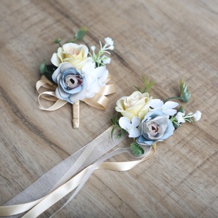 高级感新郎胸花新娘手腕花伴娘姐妹团手花结婚礼父母襟花嘉宾迎宾