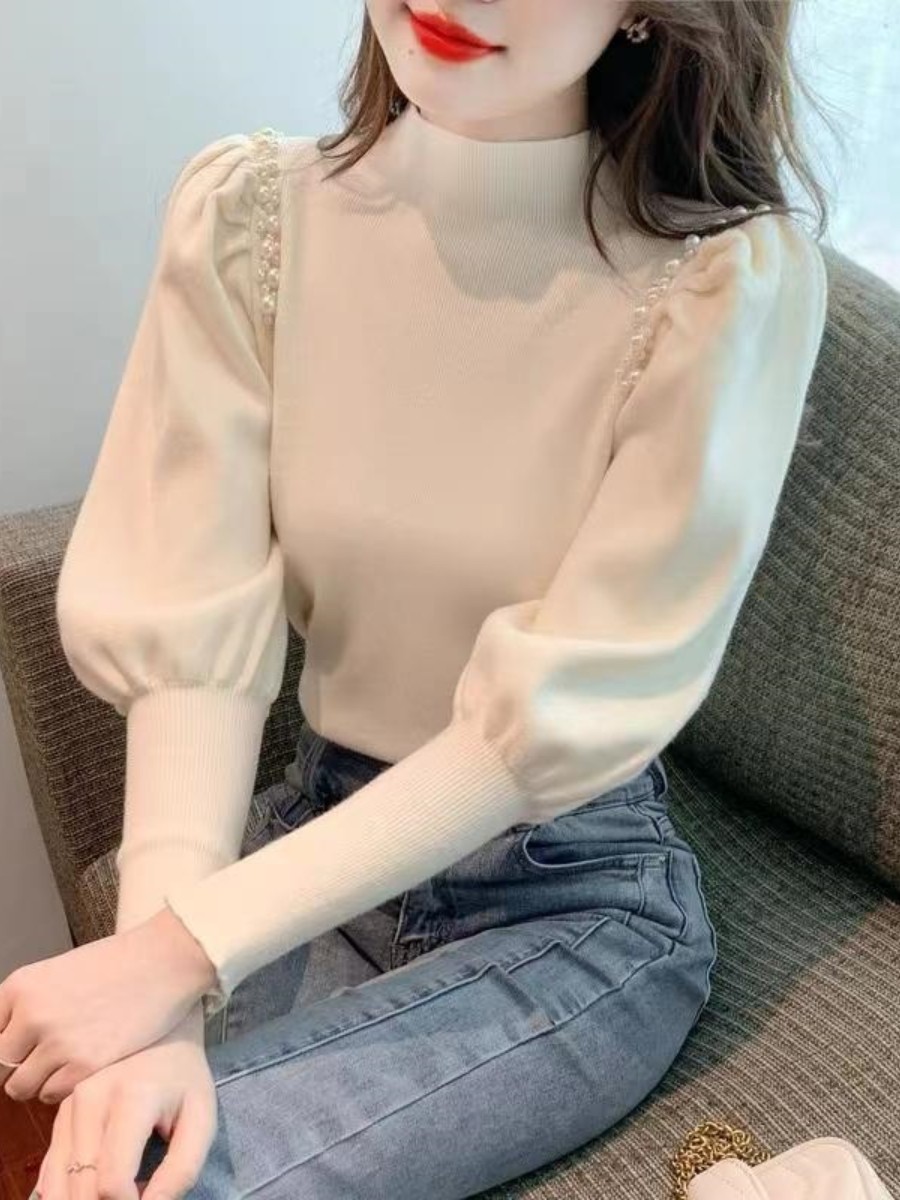 半高领针织打底衫女2025秋冬装