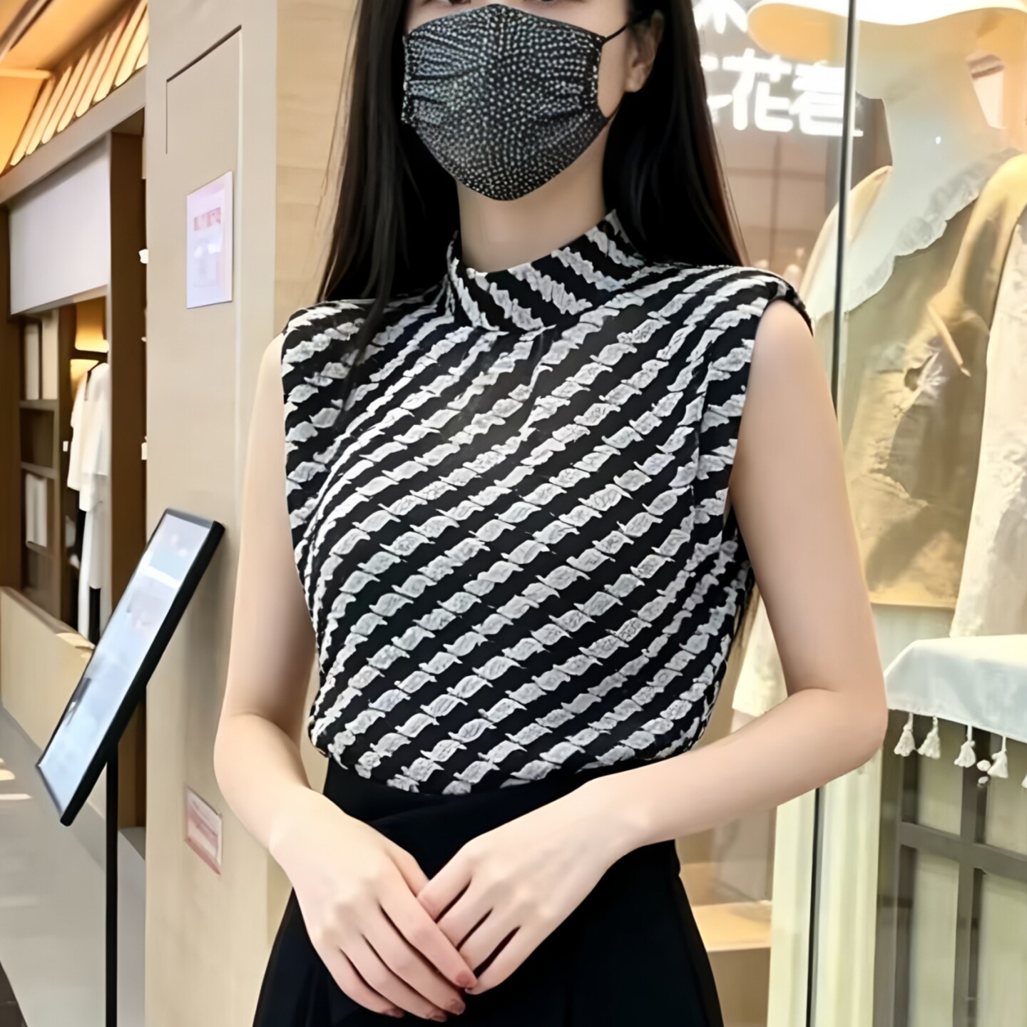 条纹系带雪纺衬衫女2026夏季图片