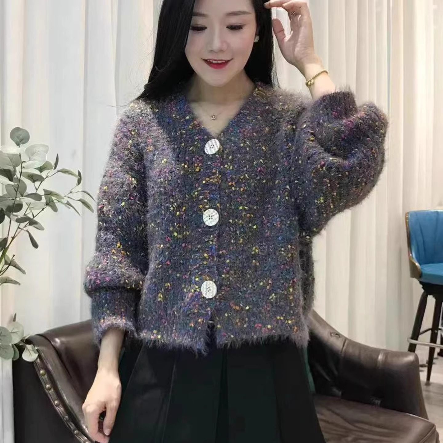 高级感软糯针织开衫女秋冬2025新款V领宽松显瘦百搭毛衣减龄外套,女装/女士精品,毛针织衫,淘宝优惠券,粉丝福利购,淘宝优惠卷