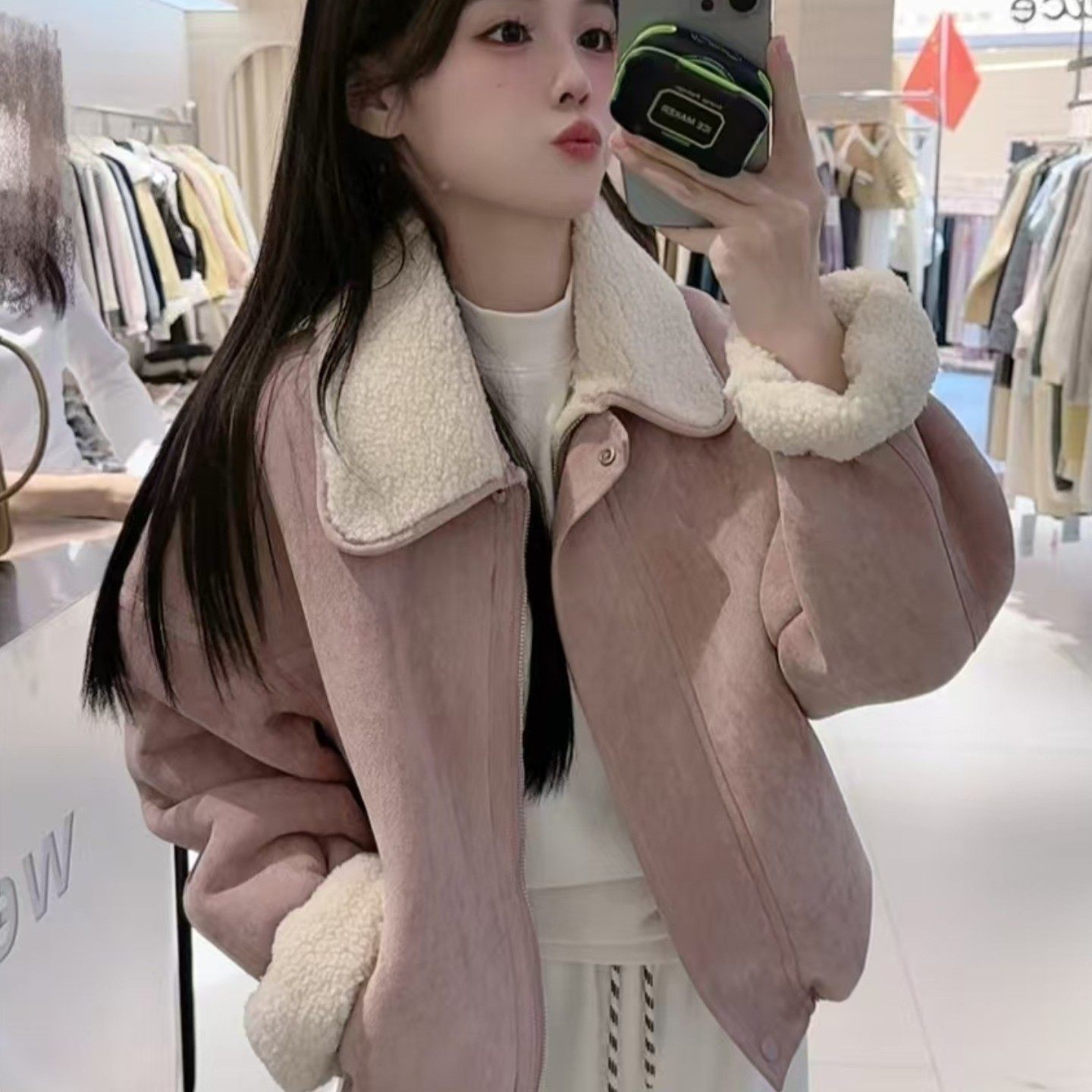 皮毛一体羊羔毛外套女2025秋冬