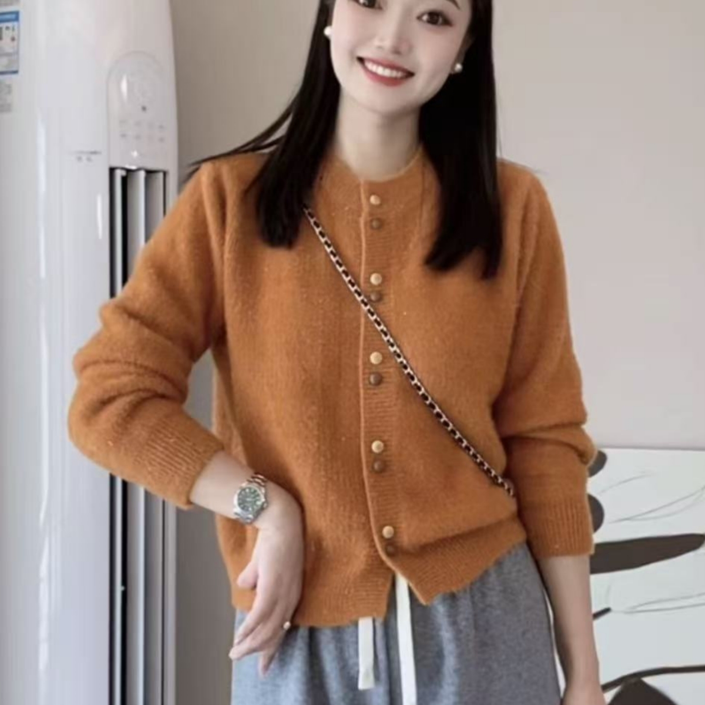 水貂绒加厚针织开衫外套女2025