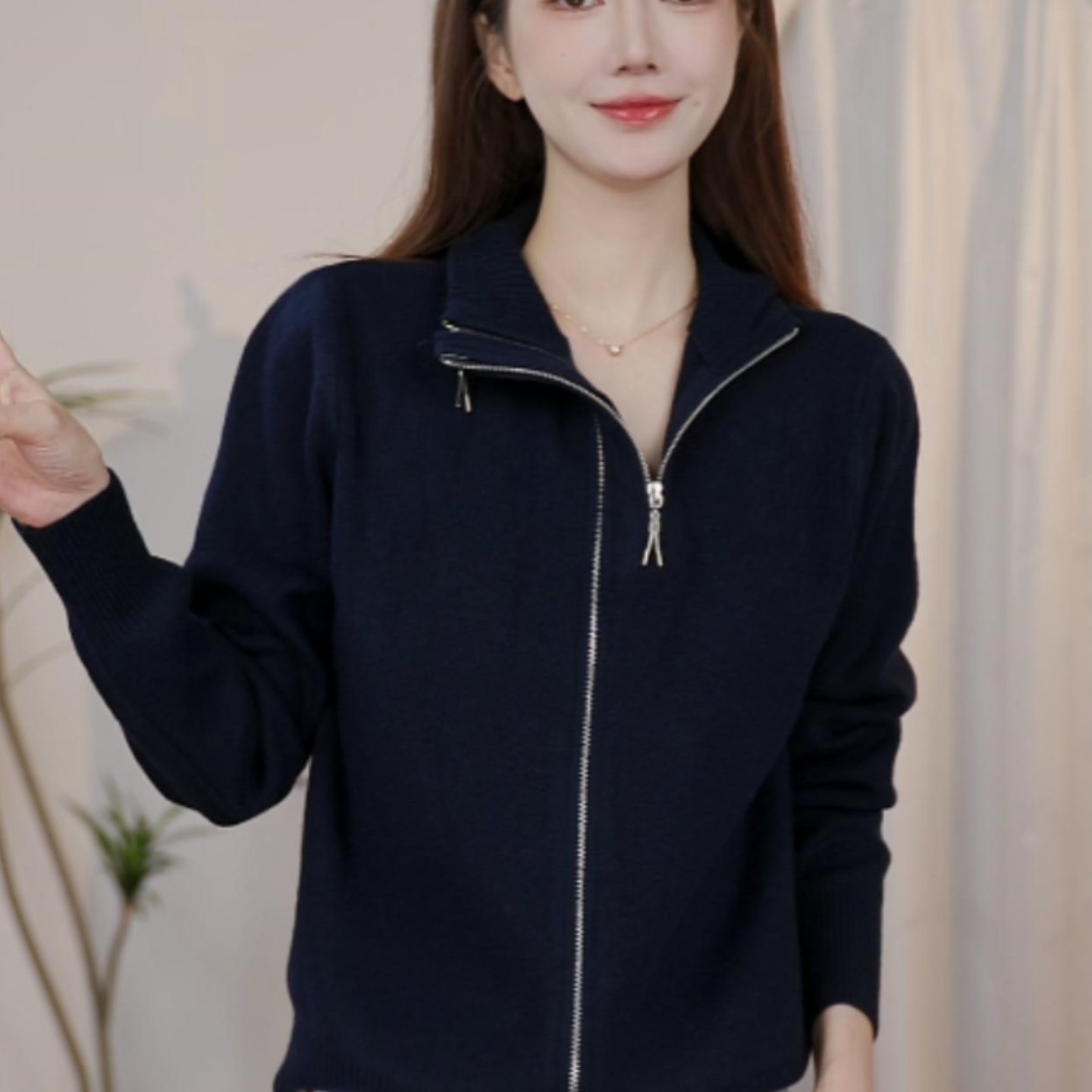 高级感立领针织开衫女秋冬