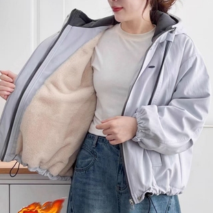 拉链保暖派克服上衣潮 宽松防风时尚 加绒加厚冲锋衣女冬季 2025新款