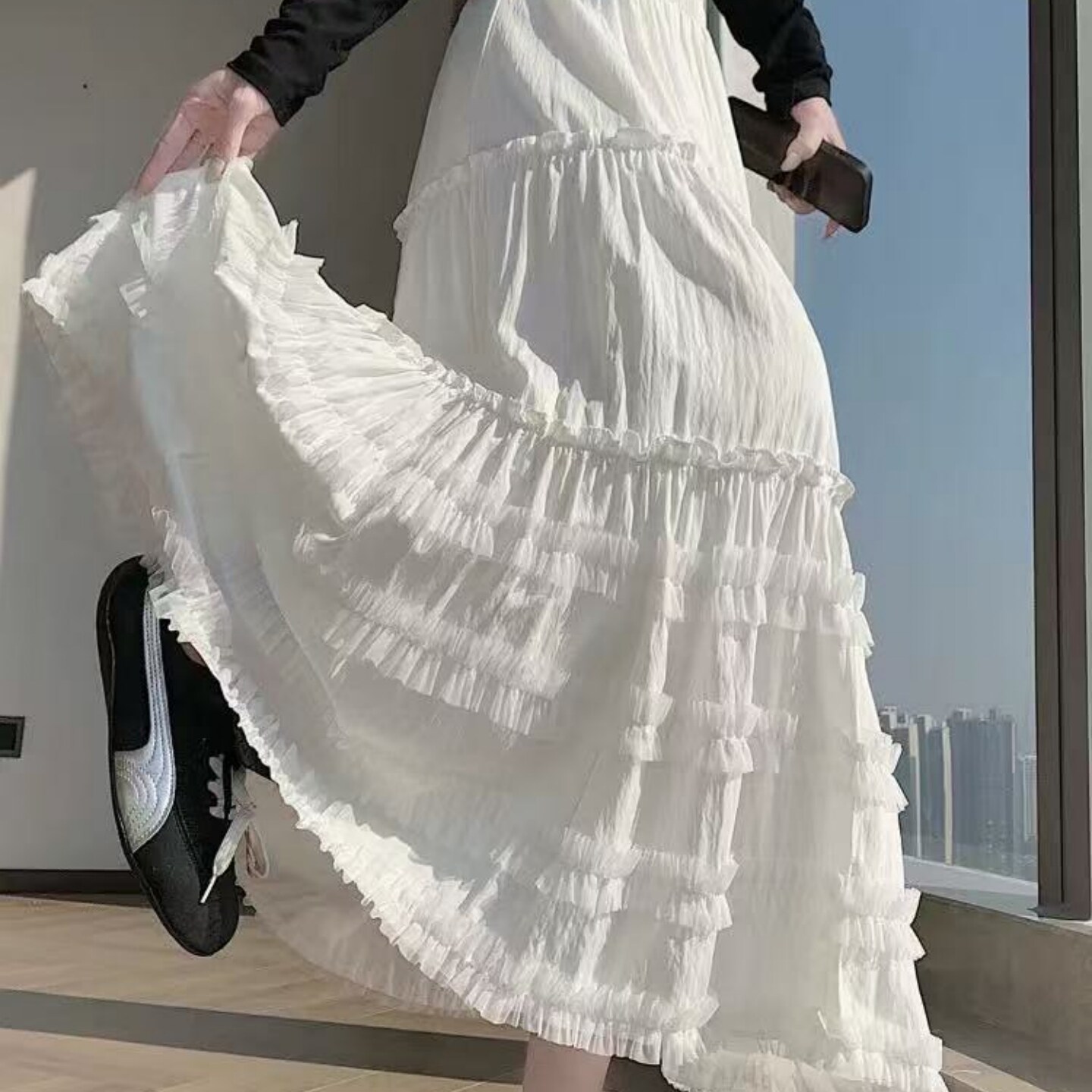 法式气质白色半身裙女春夏新款松紧腰显瘦大摆蛋糕裙a字裙蓬蓬裙