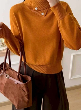 加厚高领毛衣打底衫女冬季23025新款慵懒风宽松软糯内搭针织上衣
