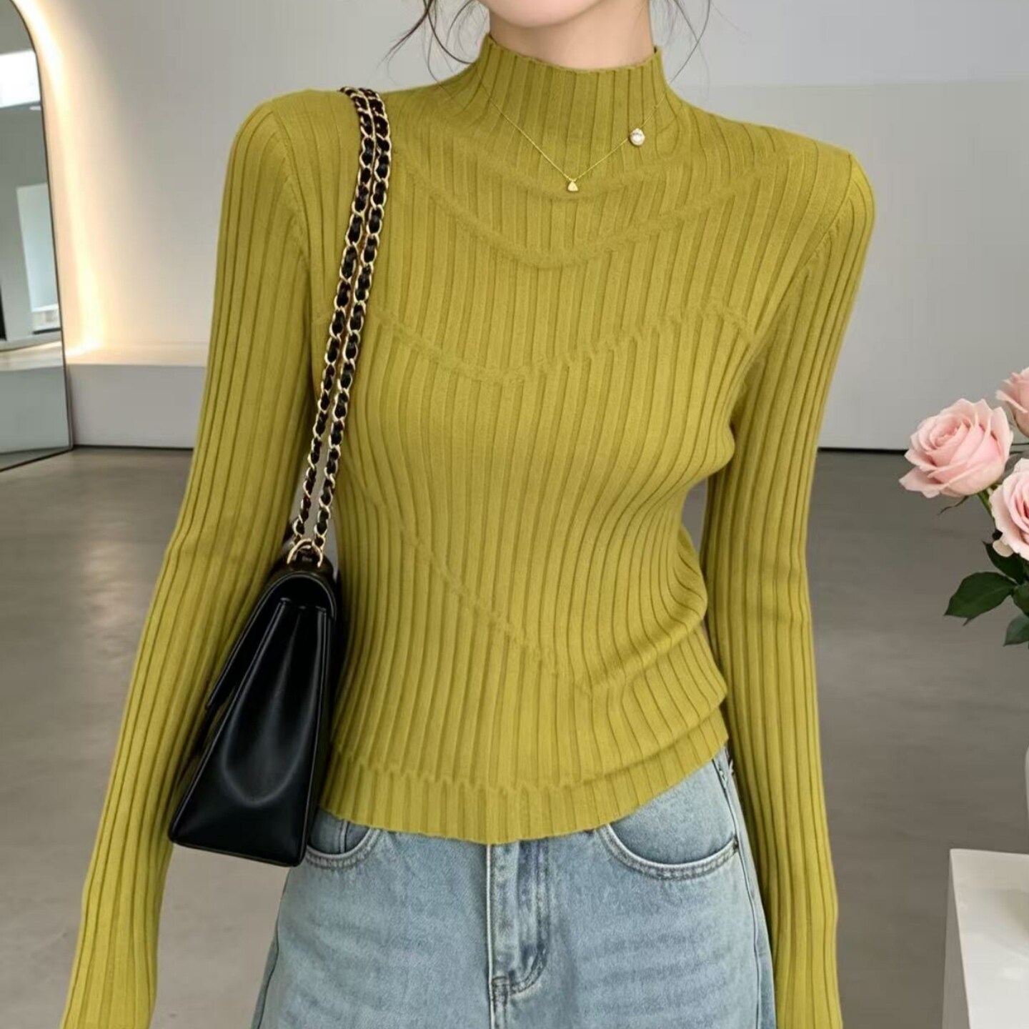 半高领针织打底衫女秋冬季2026新款修身显瘦软糯内搭毛衣长袖上衣