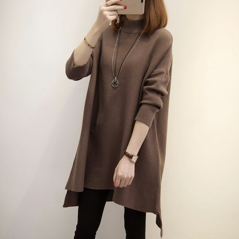 针织衫大码毛衣女秋装2025新款韩版中长款不规则打底衫长袖秋冬潮