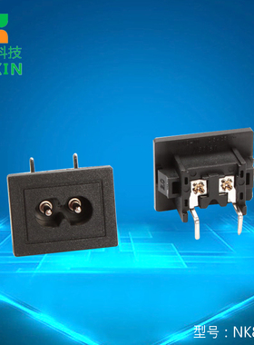 厂家直销AC电源插座c8输入大八字座弯脚 环保铜31X24NK-180-2.0