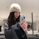 小众手工钩织钩花朵针织帽子女秋冬ins复古包头帽显脸小毛线帽