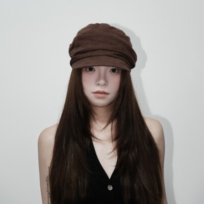 山本风日系马术帽子薄款夏季透气褶皱设计八角帽气质百搭鸭舌帽潮