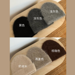 拉绒羊毛针织帽毛线帽秋冬保暖长毛羊驼绒羊毛绒帽女百搭