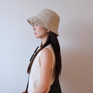 薄款 舒适棉麻透气遮阳帽夏季 简约渔夫帽子女显脸小盆帽出游可折叠