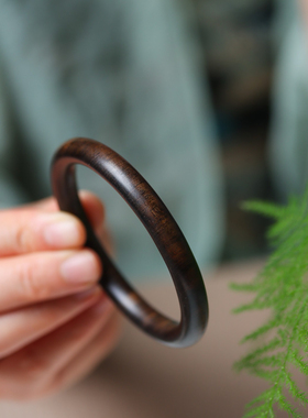 天然沉香木整木手镯0.8cm细木质中式手镯简约文艺古文玩素圈镯子
