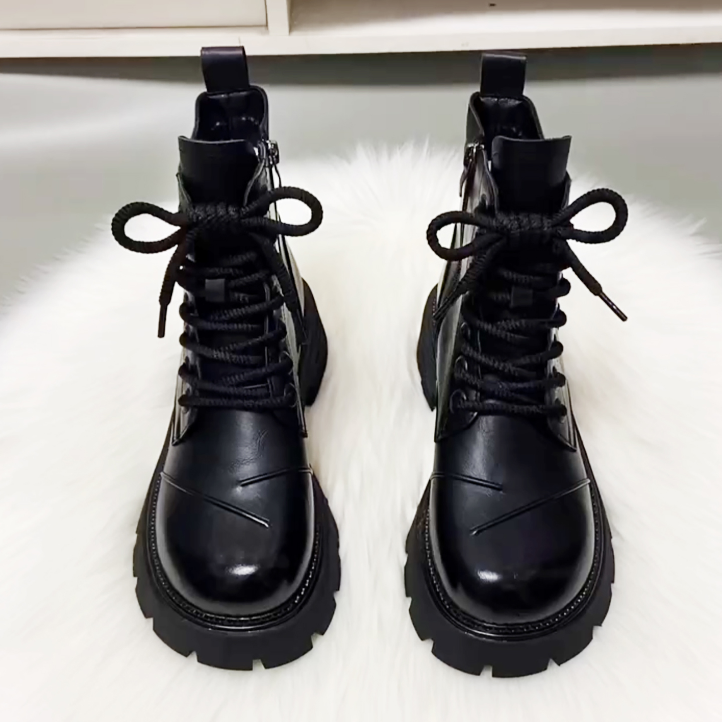 真皮马丁靴女英伦风百搭厚底短靴