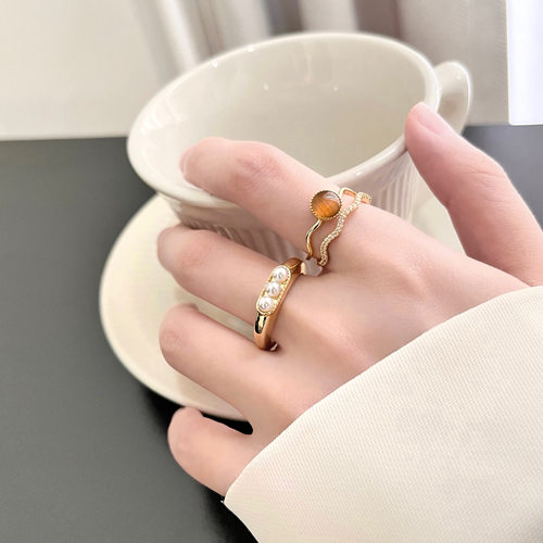 法式复古猫眼石戒指女