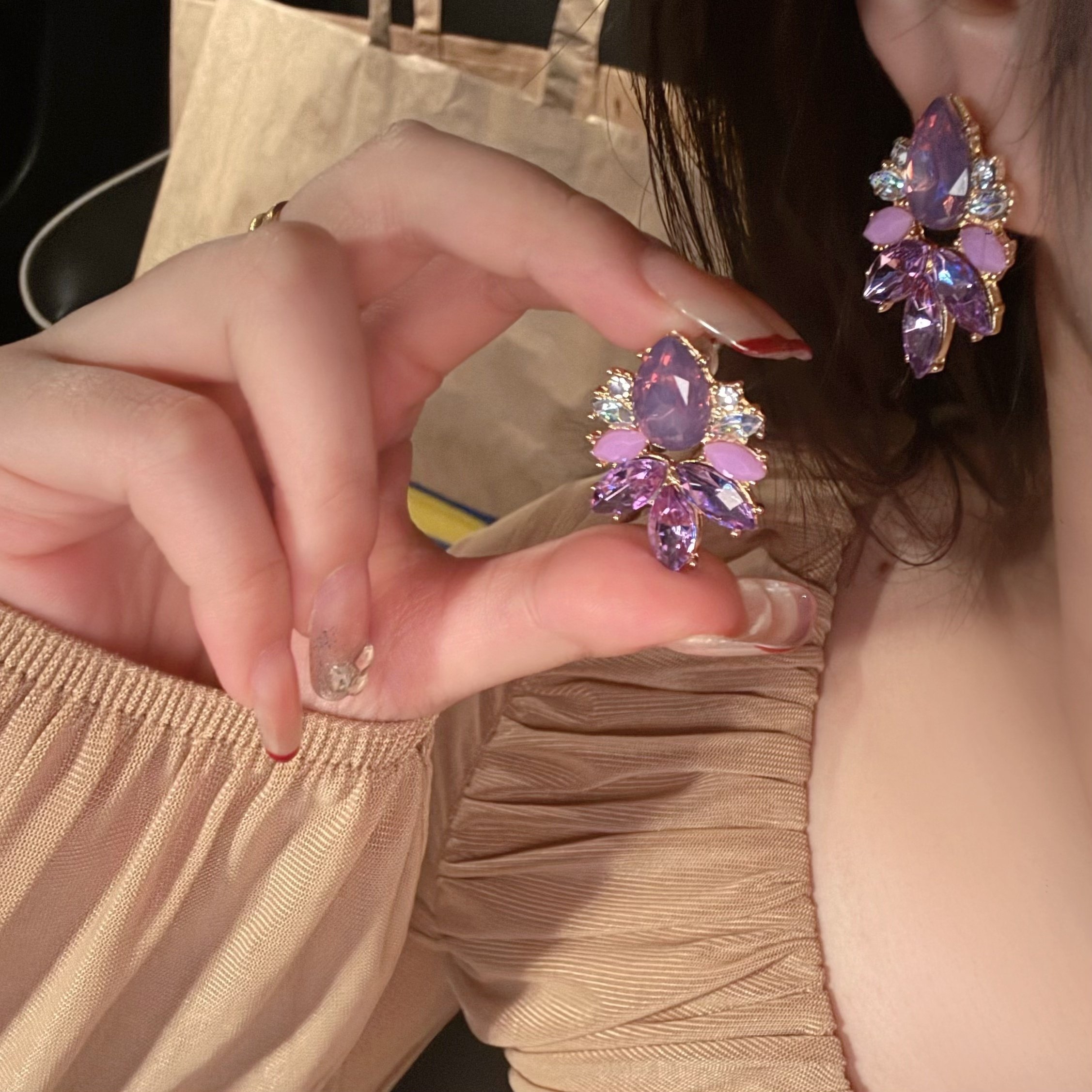 紫色高级感轻奢耳钉小众气质独特绝美2025耳环女夸张宴会耳饰耳坠,饰品/流行首饰/时尚饰品新,耳夹,淘宝优惠券,粉丝福利购,淘宝优惠卷