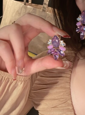 紫色高级感轻奢耳钉小众气质独特绝美2025耳环女夸张宴会耳饰耳坠