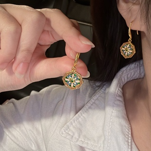 莫奈花园中古风耳环女轻奢高级感耳坠耳钩女2025新款 小众耳饰 爆款