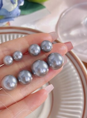 法式复古灰色珍珠耳钉2026年新款潮轻奢气质小众耳环高级感耳夹