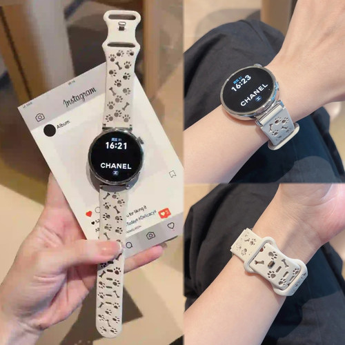 适用华为GT6可爱镂空狗爪液态硅胶表带GT5Watch5GT4gt321FIT4透气