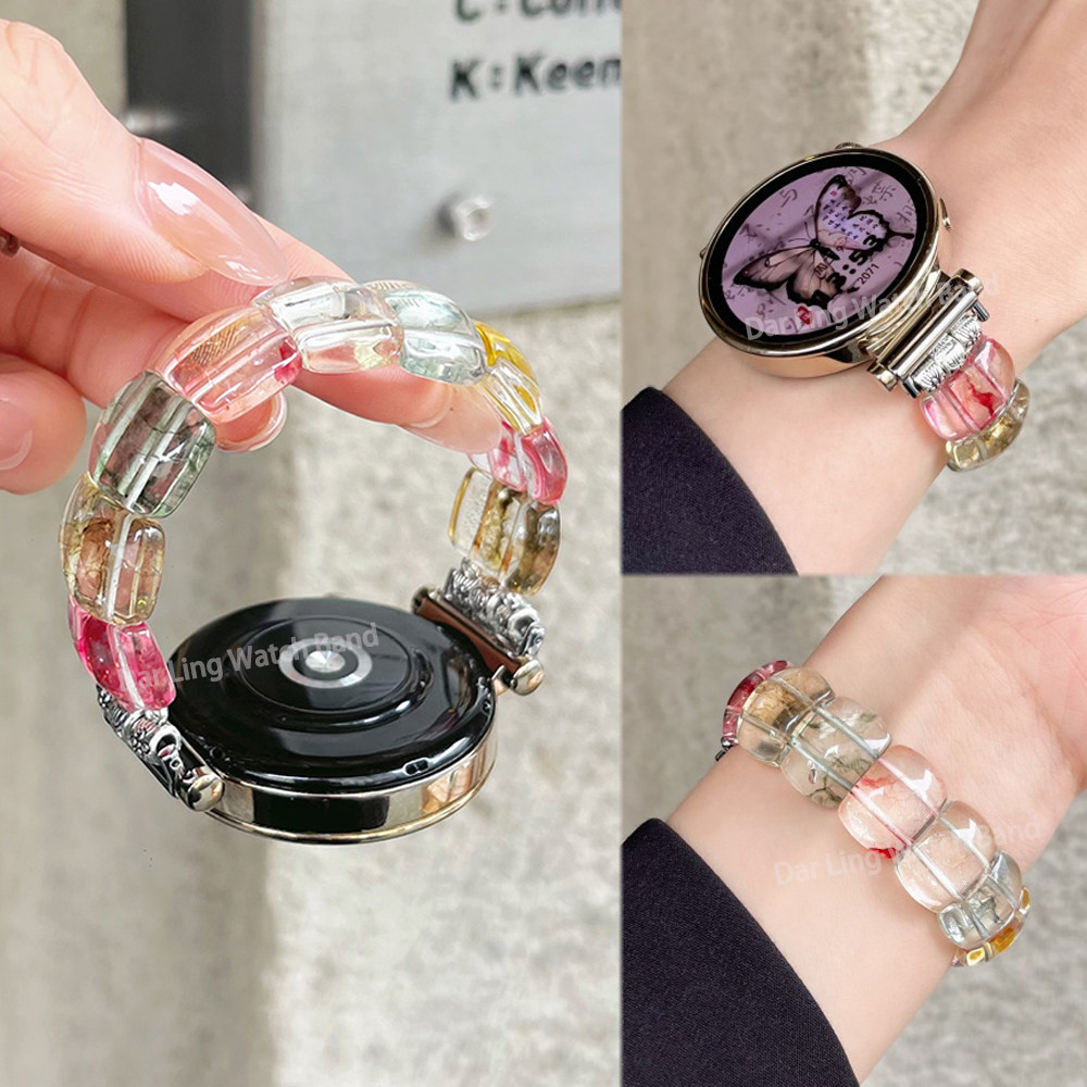 高级感水晶天然石表带适用华为gt5手表GT43watch43proGT2Fit3夏天