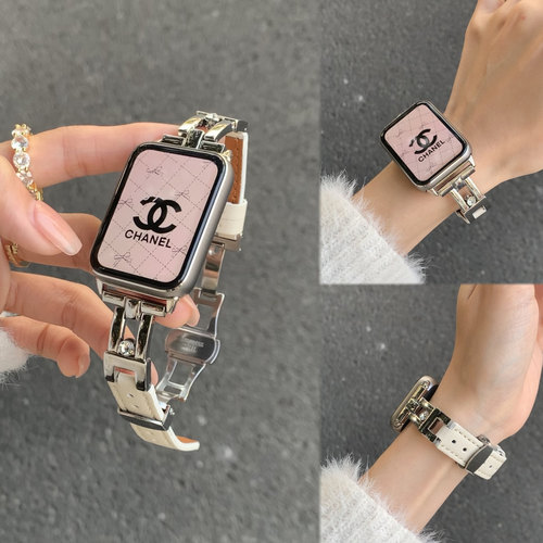 高级感金属滑梯皮质蝴蝶扣表带适用华为Fit5FIT4苹果iwatchS11s10