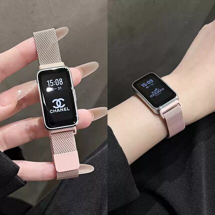 新渐变米兰金属磁吸表带适用华为手环11代10华为FIT5透气夏天Fit4