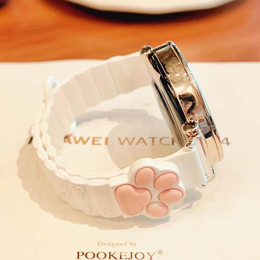可爱猫爪硅胶磁吸表带适用华为gt5手表GT6Watch54GT4gt32高级Fit3
