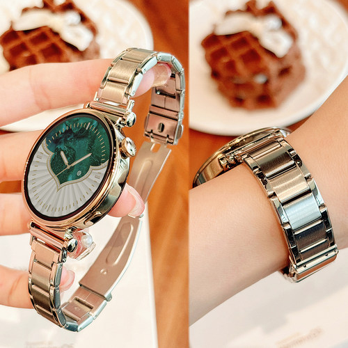 新款不锈钢金属三株钢表带适用华为GT5GT4watch4gt32pro/Fit3高级